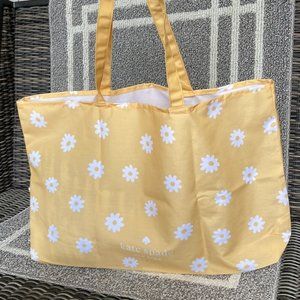 Kate Spade Floral Yellow Canvas Tote XL Reusable Shopping Beach Bag